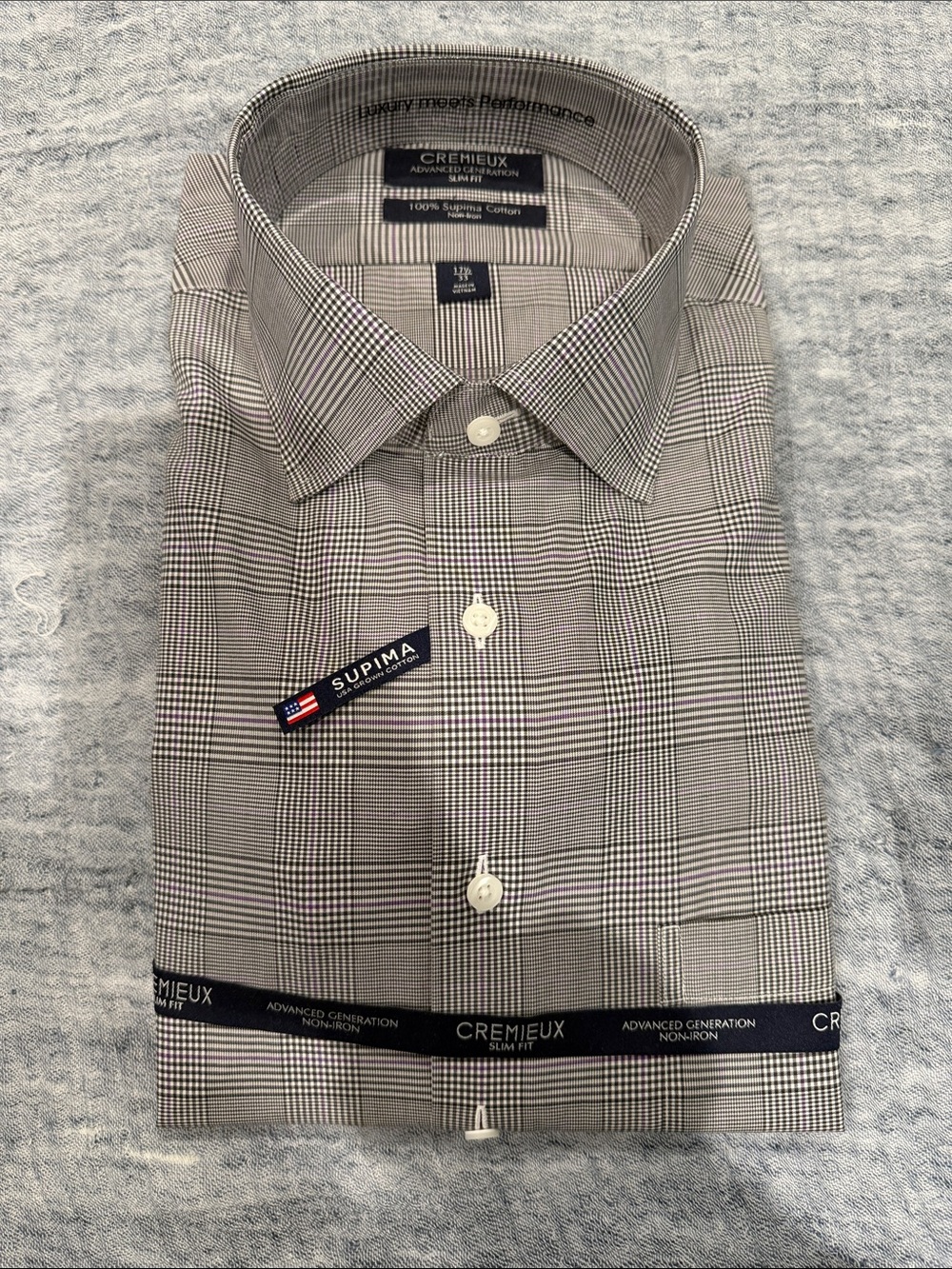 Daniel Cremieux Men’s Black and White Glen Plaid Dress Shirt - Slim Fit